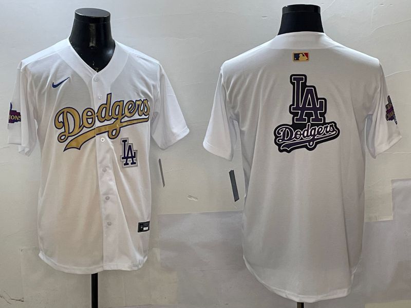 Men Los Angeles Dodgers Blank White Champion gold character 2025 Nike MLB Jersey style 23->philadelphia phillies->MLB Jersey